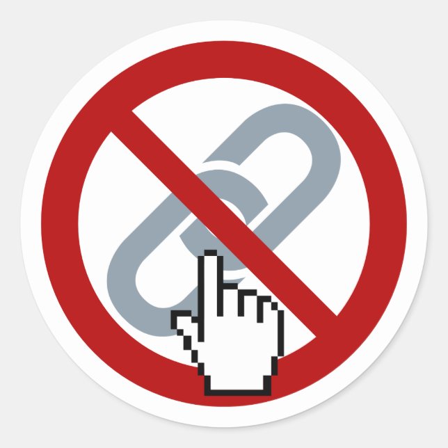Sticker Rond Ne pas cliquer sur l'autocollant Liens (Devant)