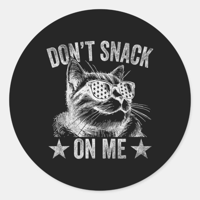 Sticker Rond Ne pas grignoter sur moi drôle Chat 1 (Devant)