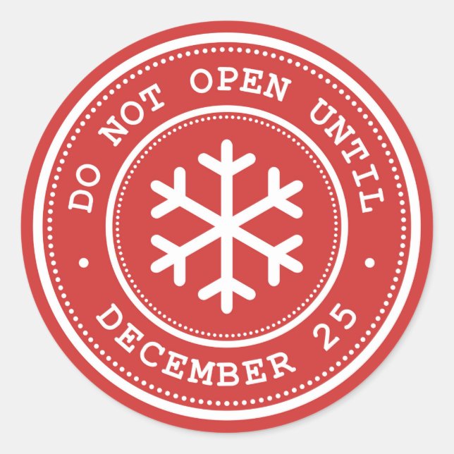 Sticker Rond Ne pas ouvrir avant l'étiquette cadeau Rouge Blanc (Devant)