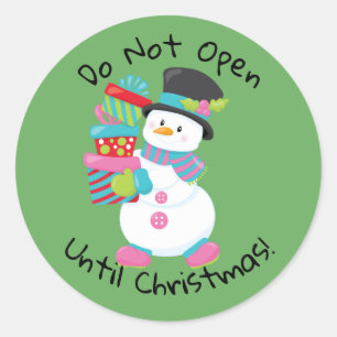 Sticker Rond Ne pas ouvrir avant Noël