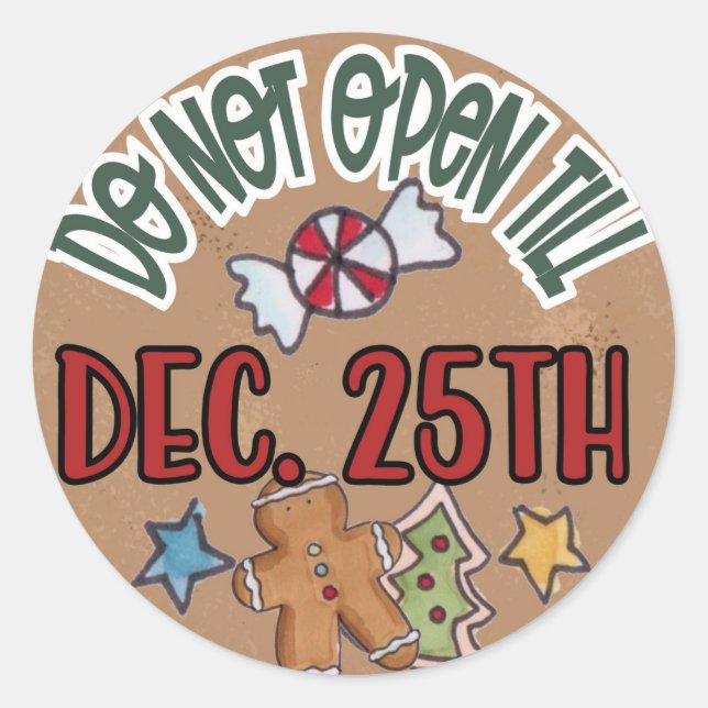 Sticker Rond Ne pas ouvrir jusqu'à l'autocollant du 25 décembre (Devant)