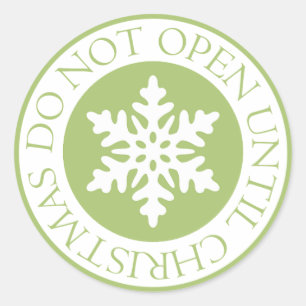 Sticker Rond Ne pas ouvrir jusqu'à Noël Snowflake Lime Green