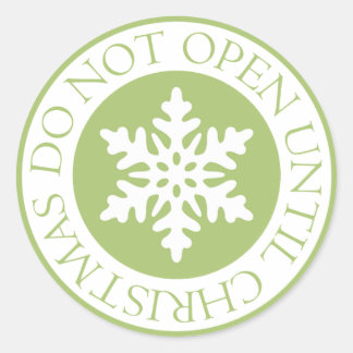 Sticker Rond Ne pas ouvrir jusqu'à Noël Snowflake Lime Green