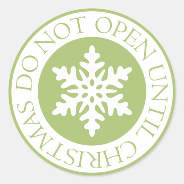 Sticker Rond Ne pas ouvrir jusqu'à Noël Snowflake Lime Green (Devant)