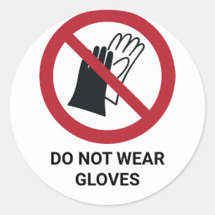 Sticker Rond Ne pas porter de gants, signe d'interdiction
