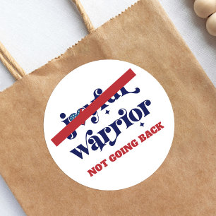 Sticker Rond Ne pas revenir Guerrier Type USA Drapeau Coeur Bla