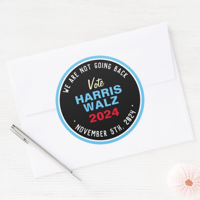 Sticker Rond Ne pas revenir Harris Walz 2024 (Enveloppe)