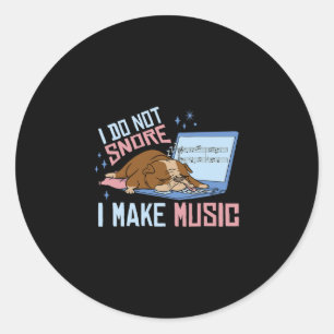Sticker Rond Ne pas ronfler Je Fais Musique Bulldog Sleeping Na