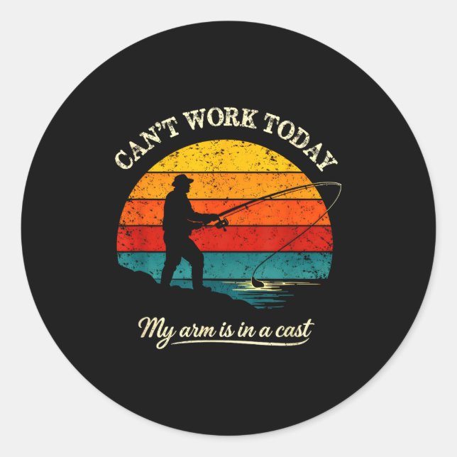 Sticker Rond Ne peut pas travailler le bras est dans un plâtre  (Devant)