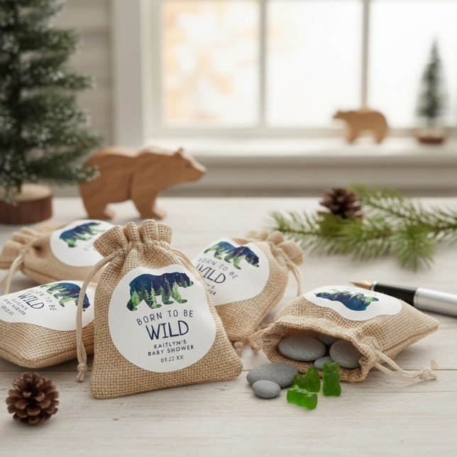 Sticker Rond Né Pour Être Un Baby shower Sauvage (Créateur téléchargé)