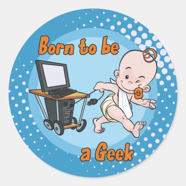 Sticker Rond Né pour être un Geek (Devant)