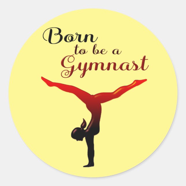 Sticker Rond Né pour être un Gymnaste (Devant)