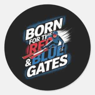 Sticker Rond Né pour les portes rouges et bleues du ski alpin