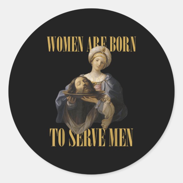 Sticker Rond Né Pour Servir Hommes Christian Boss Girl Motivati (Devant)