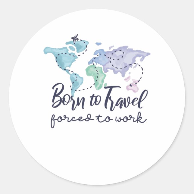 Sticker Rond Né pour voyager (Devant)