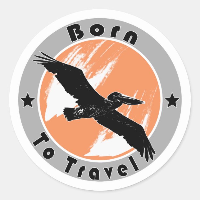 Sticker Rond Né pour voyager classique collant rond (Devant)