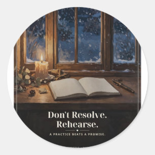 Sticker Rond "Ne résolvez pas. Répétez" Tee de Nouvel An