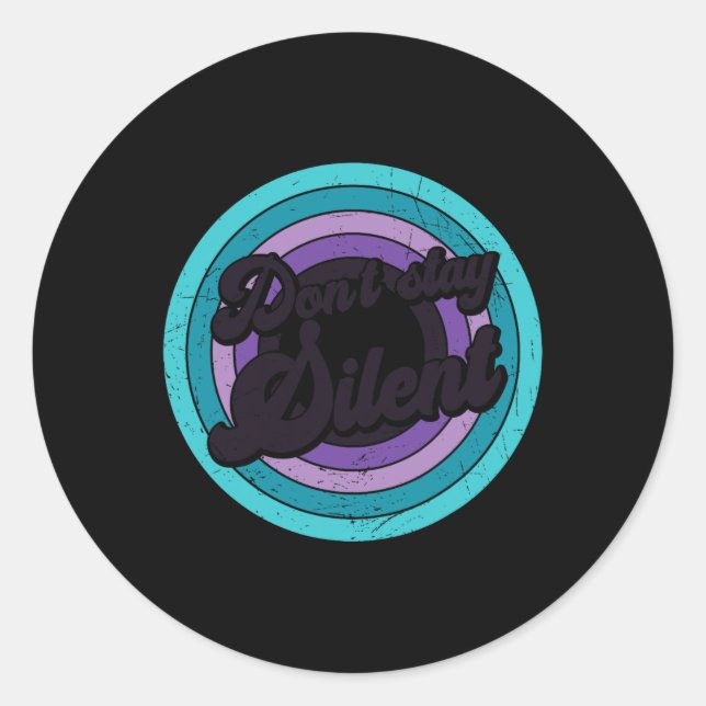 Sticker Rond Ne restez pas silencieux Message de santé mentale  (Devant)