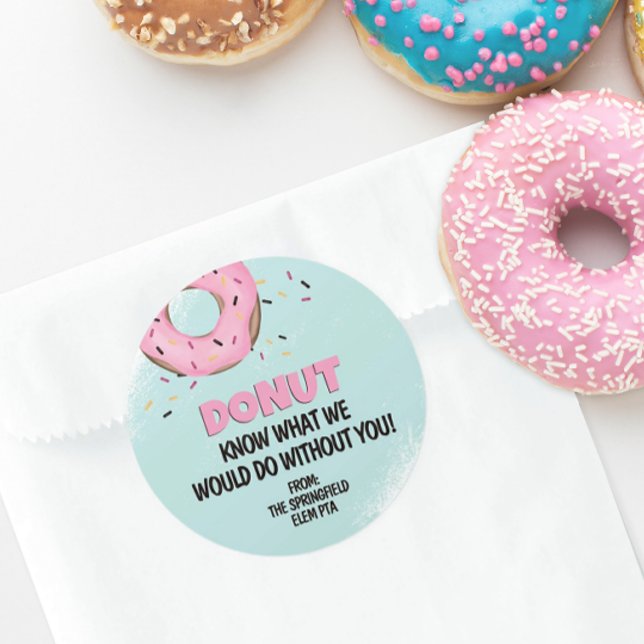 Sticker Rond Ne Sais Pas Ce Que Je Ferais Sans Toi. (Donut Know What We Would Do Without You Personalized Sticker)