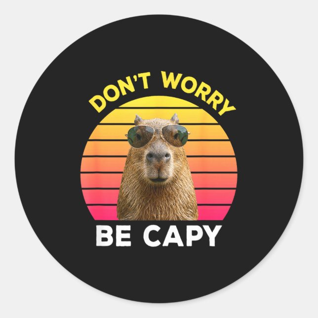 Sticker Rond Ne t'inquiète pas, sois capy capybara drôle  (Devant)