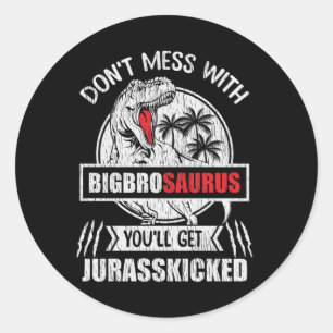 Sticker Rond Ne touchez pas à la famille de dinosaures Big Brot