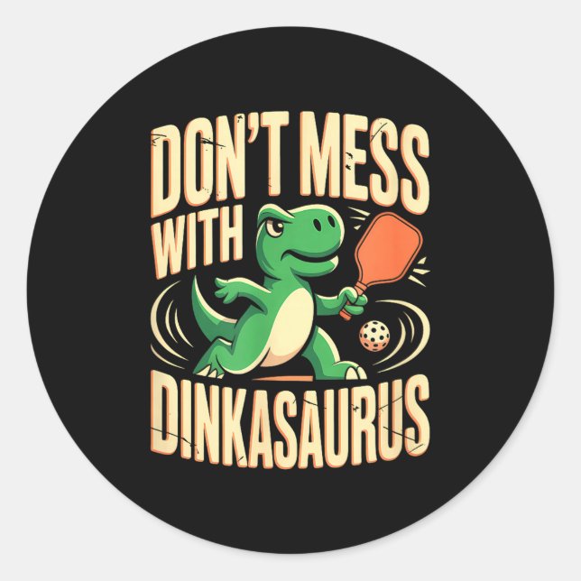 Sticker Rond Ne touchez pas au pickleball de dinkasaurus  (Devant)