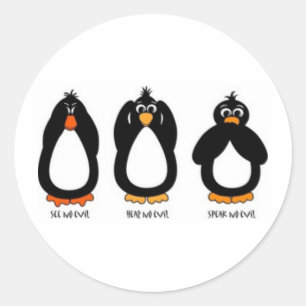 Sticker Rond Ne voir l'aucun mal, n'entendez aucun mal, ne