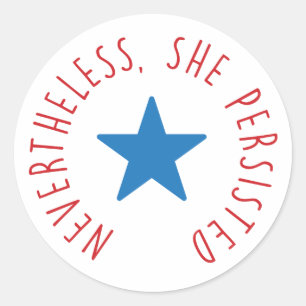Sticker Rond Néanmoins, elle a persisté. étoile bleue de