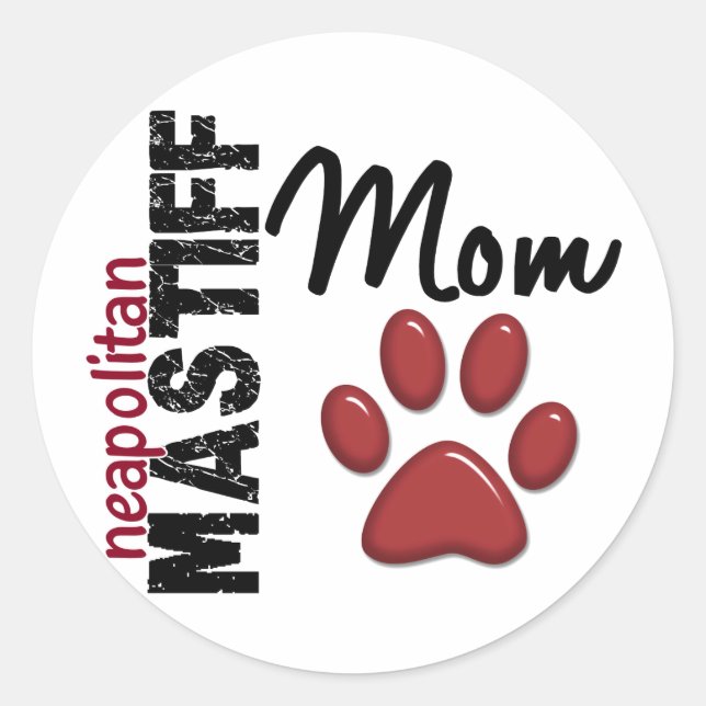 Sticker Rond Neapolitain Mastiff Maman 2 (Devant)