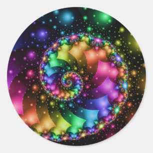Sticker Rond Nebula arc-en-ciel fractale