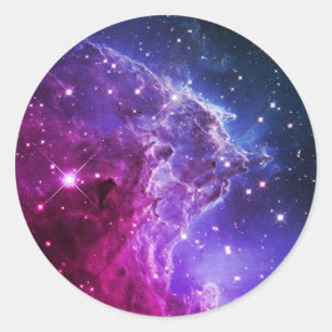 Sticker Rond Nebula tête de singe violet Hipster