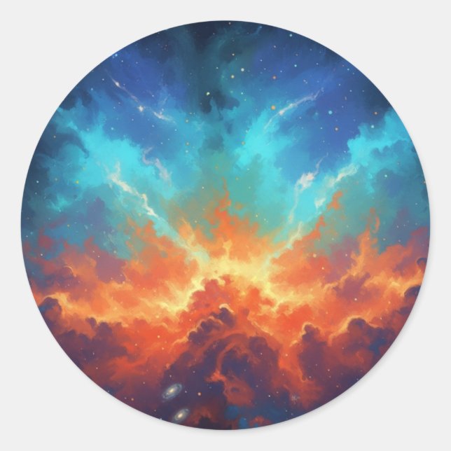 Sticker Rond Nébuleuse cosmique Galaxie abstraite Art spatial (Devant)