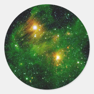 Sticker Rond Nébuleuse de nuage de gaz vert GL490 - Photo spati