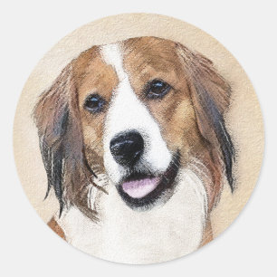Sticker Rond Nederlandse Kooikerhondje Peinture - L'art du chie