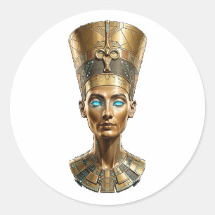 Sticker Rond Nefertiti Reine d'Or
