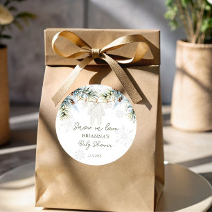 Sticker Rond Neige amoureuse Flammes de neige baby shower d'hiv