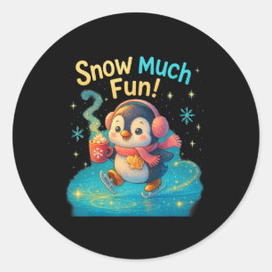 Sticker Rond Neige beaucoup amusant Pingouin mignon Design de N