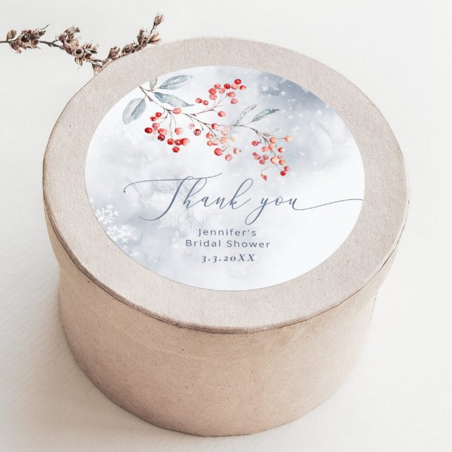Sticker Rond Neige d'hiver dans Love nuptiale douche merci (Créateur téléchargé)