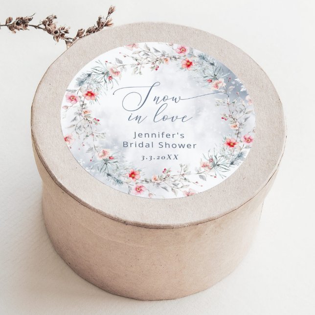 Sticker Rond Neige d'hiver en amour élégant Shower de mariage (Créateur téléchargé)