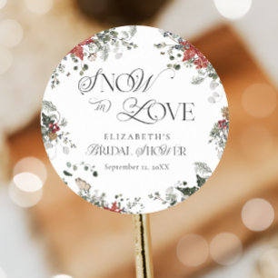 Sticker Rond Neige en amour Fête des mariées de Noël d'hiver