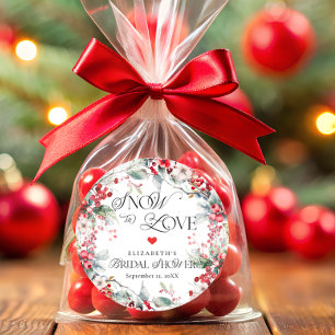 Sticker Rond Neige en amour Hiver Floral Berry Fête des mariées