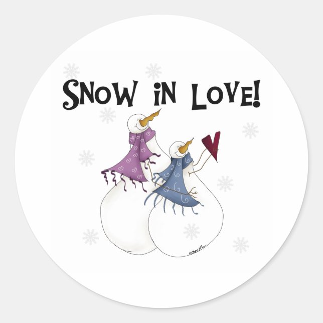 Sticker Rond Neige en amour hiver Vacances neige (Devant)