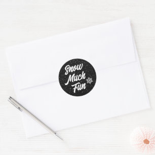 Sticker Rond Neige Fun Fun Fun Fun Sur Noir