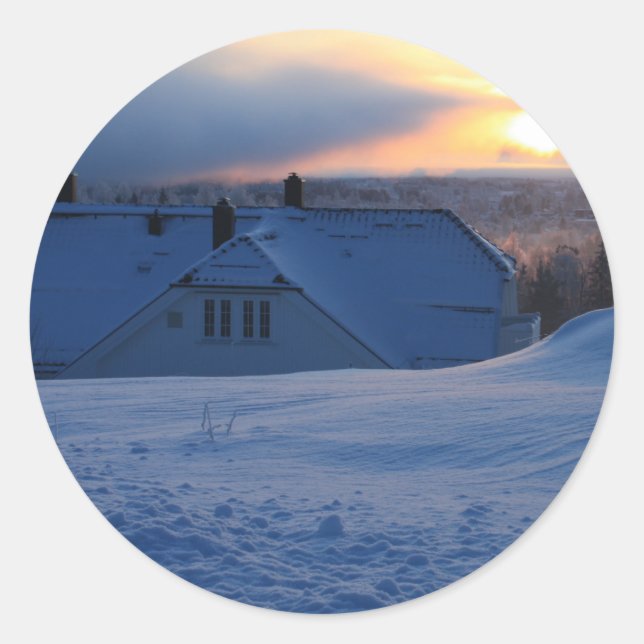 Sticker Rond Neige norvégienne/Norvège (Devant)
