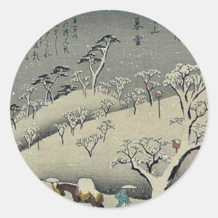 Sticker Rond Neige persistante à Asukayama par Ando, Hiroshige