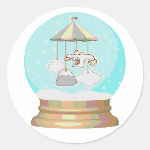 Sticker Rond Neige yeti neige globe mignon baby shower d'hiver