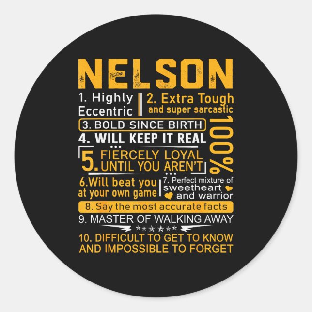 Sticker Rond Nelson Name Shirt D Nelson Last Name  (Devant)