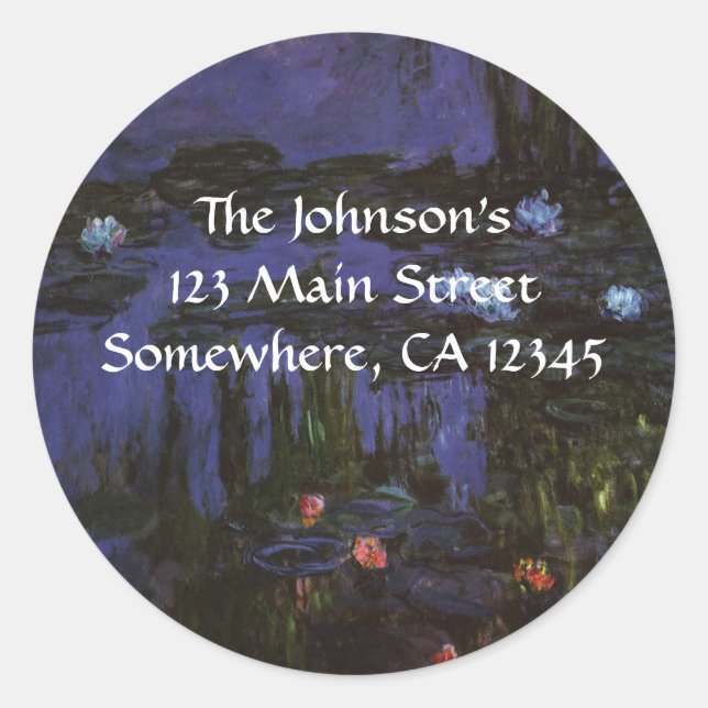 Sticker Rond Nénuphars de Claude Monet, Impressionnisme Vintage (Devant)