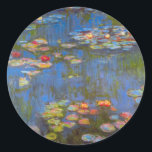 Sticker Rond Nénuphars par Claude Monet, Vintage Nature Art<br><div class="desc">Nénuphars by Claude Monet est une vintage impressionnisme de beaux-arts peinture nature avec des fleurs nénuphars dans un étang dans le jardin de Monet chez lui à Giverny, France. De belles fleurs flottent dans l'eau et le reflet de saules pleurants verts. Claude Monet aimait peindre "en plein air" ou "en...</div>
