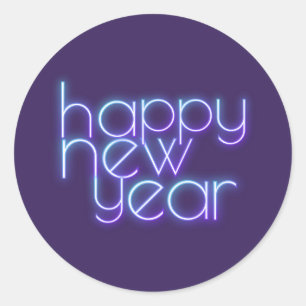 Sticker Rond Neon Bonne Année